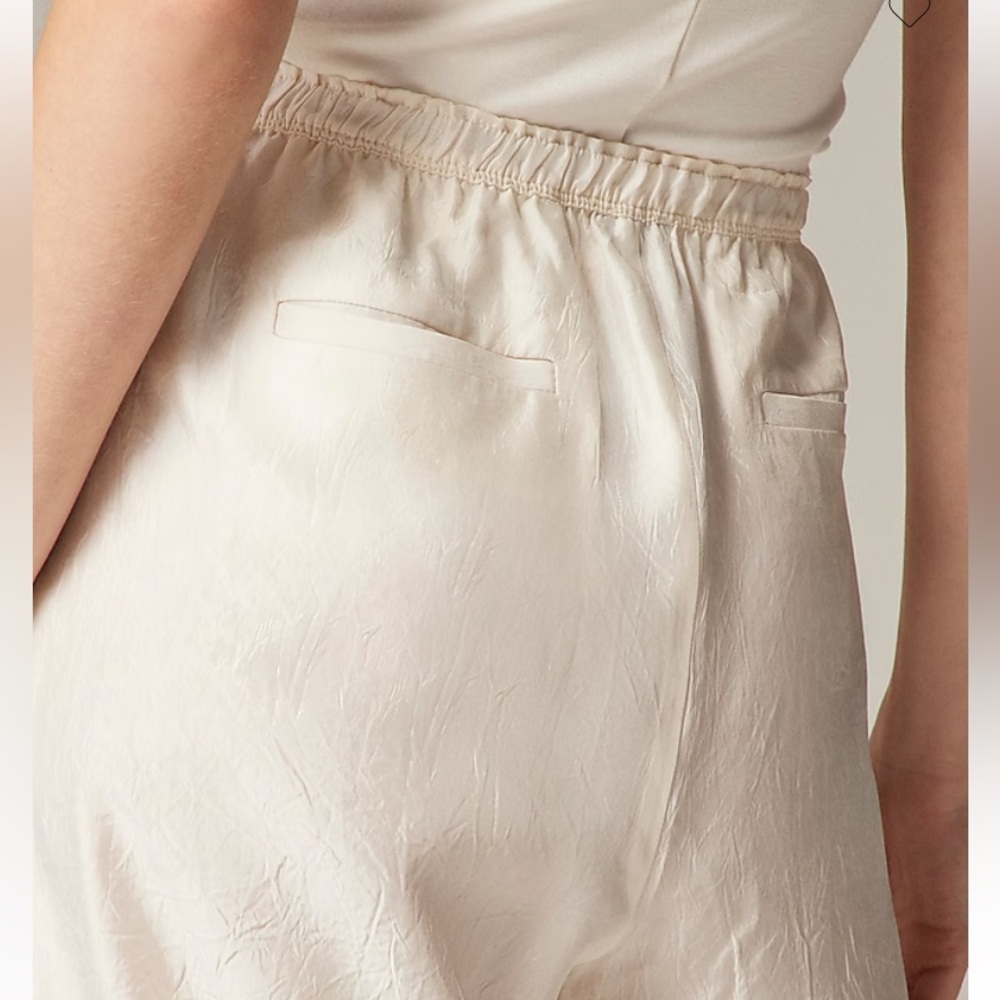 NWT J Crew Flowy, Lightweight White Cream Stratus Pant in Satin - Picture 4 of 8